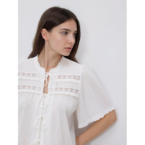 Reserved Bluza na vezanje - krem Cijene