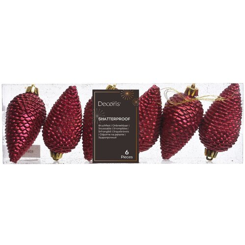  Novogodišnji Ukras šišarka 8 cm 6/1 crvena tamno 028599 Cene