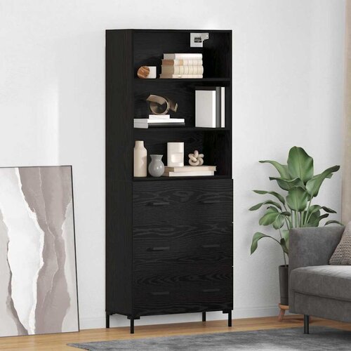 vidaXL Highboard Zidne s ladicama 2 pcs Crni hrast Konstruirano drvo Cene