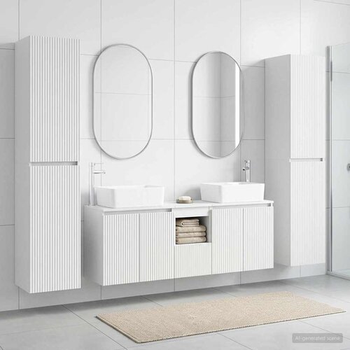  Set namje&amp;scaron;taja za kupaonicu 5 kom. Bijela 33 x 34,5 x 160 cm Slike