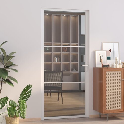 VidaXL Notranja vrata 93x201,5 cm Bela ESG steklo in aluminij Slike