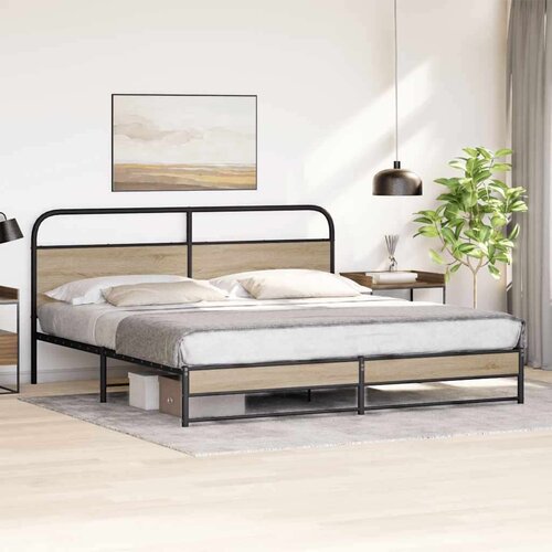 VidaXL metalni okvir kreveta bez madraca boja hrasta 180x200 cm Slike