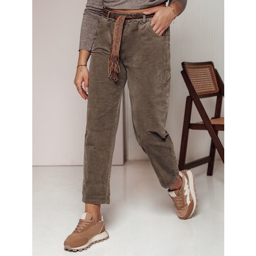 DStreet Spodnie damskie oversize SOFTYLA w paskiem khaki Slike