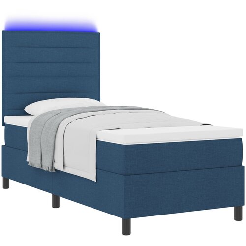 vidaXL Postelja s podlago z vzmetnico in LED modrim 90x200 cm Tkanina, (22067324) Cene