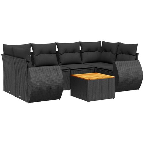 Maison Chic Seti vrtnega pohištva - Vrtna garnitura - Vrtni pohištvo set 7-delna z blazinami črn poli ratan, (21803243) Cene