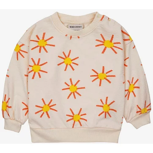 Bobo Choses Bombažen pulover za dojenčka bež barva