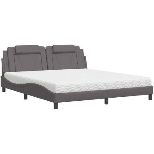 vidaXL Postelja z vzmetnico siva 180x200 cm umetno usnje, (21242971) Cene