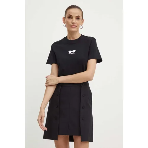 Karl Lagerfeld Bombažna kratka majica ženska, črna barva, 245W1717