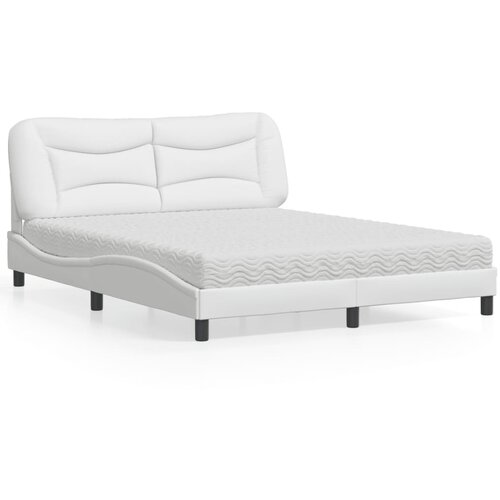 VidaXL Krevet s madracem bijeli 160x200 cm od umjetne kože Slike
