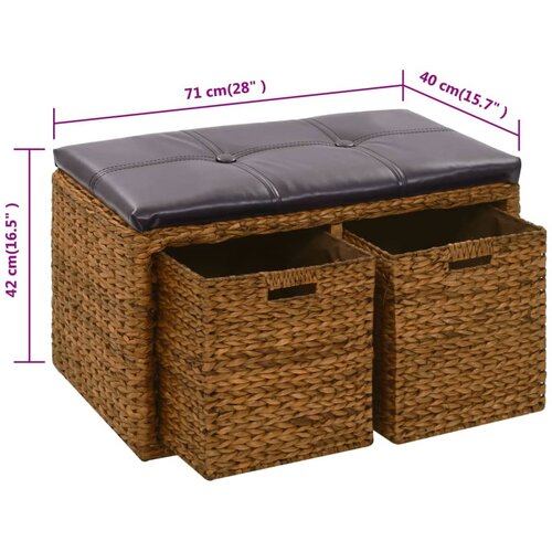  Klupa s 2 ko&amp;scaron;are od morske trave 71 x 40 x 42 cm smeđa Slike
