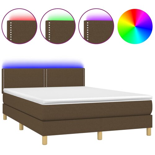 Maison Chic Box spring postelja - Vzmetna postelja z vzmetnico LED temno rjava 140x200cm blago SL8977, (21902550) Cene