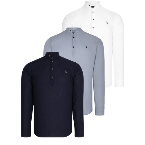 Dewberry TRIPLE SET G783 JUDGE COLLAR SHIRT-NAVY BLUE-WHITE-GREY Cijene