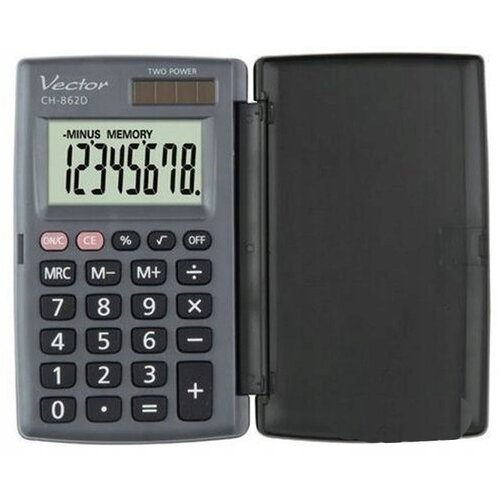 VECTOR KAV CH-862D pocket calculator with cover, grey Cijene