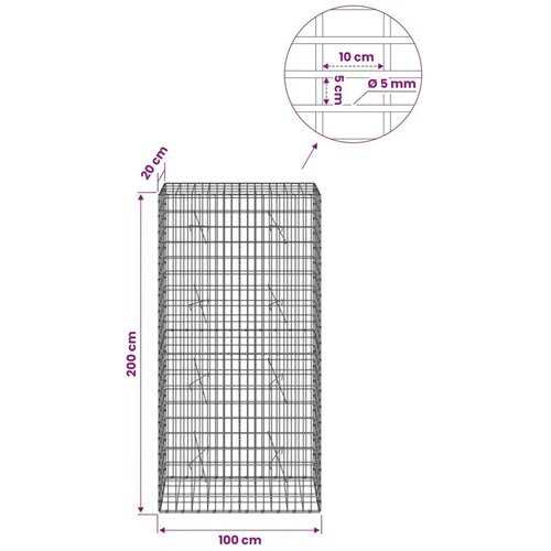  Gabion s žicom debljine 5 mm i mrežom 5x10 cm 100x20x200 cm - 20 cm 200 cm 100 cm Slike