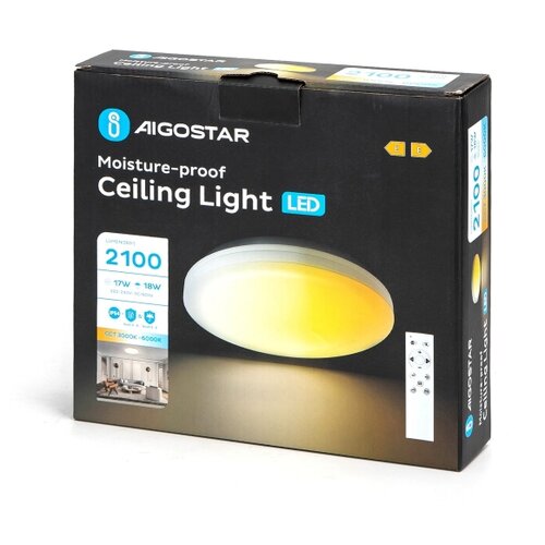 Aigostar LED kupatilsko plafonsko svetlo LED/18W/230V 3000-6000K IP54 + daljinski upravljač Slike