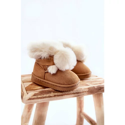 Kesi Children's Youth Warm Snow Boots Brown and White Roofy