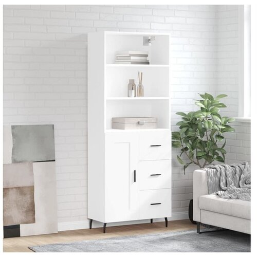 vidaXL Visoka omara bela 69,5x34x180 cm inženirski les Cene