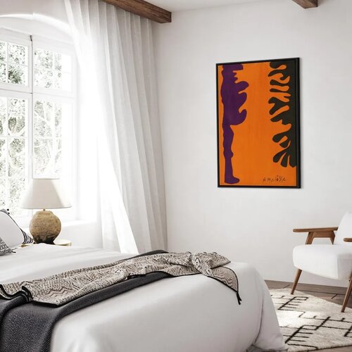 Slika - Henri Matisse &amp;ndash; Black and Violet Arabesques on Orange 80x120 U crnom drvenom okviru Slike