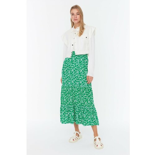 Trendyol Green Floral Patterned Skirt Cene