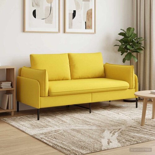 SOFA za dvije osobe Svijetlo žuta 188 x 81 x 89 cm Tkanina Slike