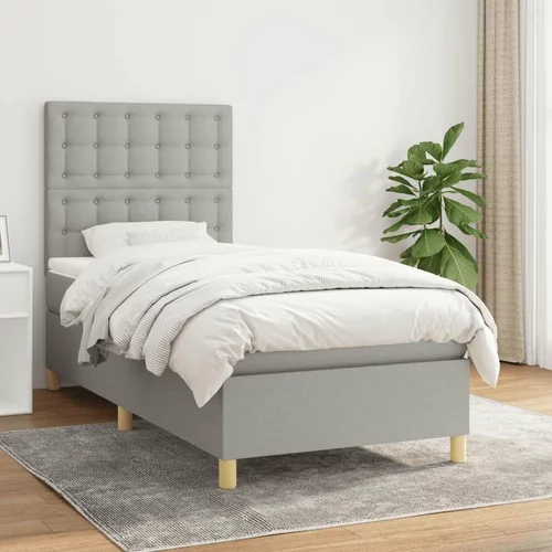  Box spring postelja z vzmetnico svetlo siv 100x200 cm blago, (20884100)