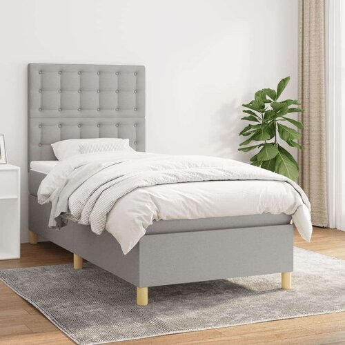  Krevet s oprugama i madracem svjetlosivi 100x200 cm od tkanine Slike