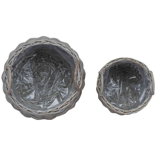  Vazon ko&amp;scaron; s pohranom 2 pcs Siva Lacak Ratan - Siva Slike