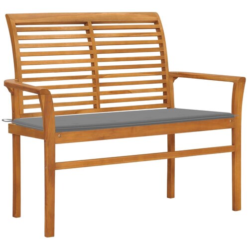 vidaXL Vrtna klop s sivo blazino 112 cm trdna tikovina Cene