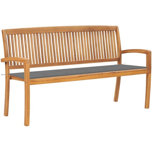  Složiva vrtna klupa s jastukom 159 cm od masovne tikovine Siva 150 cm Cene