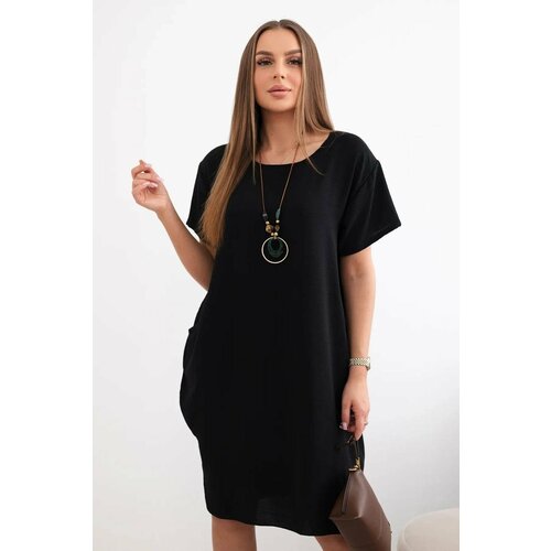 Kesi Dress with pockets and pendant in black Slike