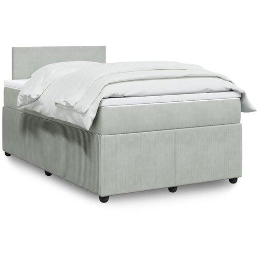 vidaXL Box spring postelja z vzmetnico svetlo siva 120x200 cm žamet Cene