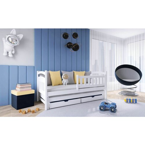 Drveni dečiji krevet galaxy s dodatnim krevetom i fiokom - beli - 190*90 cm Cene