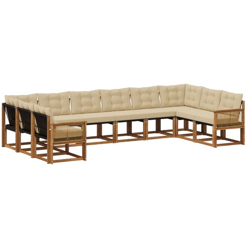 vidaXL Zunanja garnitura za sedenje z blazino 10 pcs Naravna in bež, (5000280479) Cene