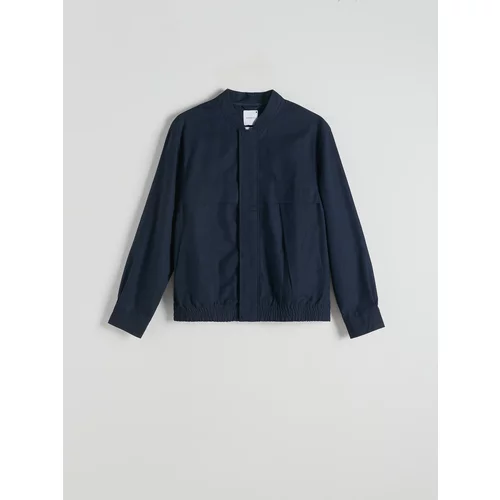 Reserved - Bomber jakna s visokim udjelom lana - mornarsko plava