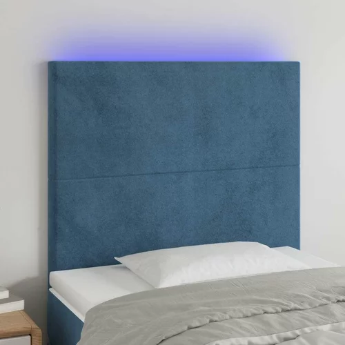  LED posteljno vzglavje temno modro 90x5x118/128 cm žamet, (20953224)