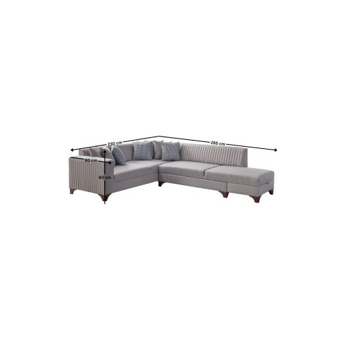 Atelier Del Sofa Ugaona garnitura Zapad Desno, 230 x 285 cm, Krem Slike