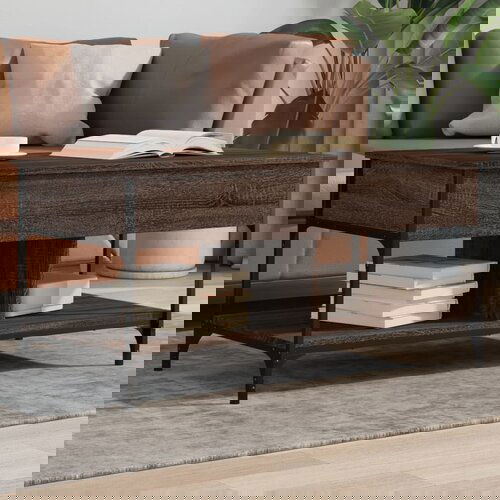 VidaXL Stolić za kavu smeđa boja hrasta 100x50x50 cm od drva i metala Slike