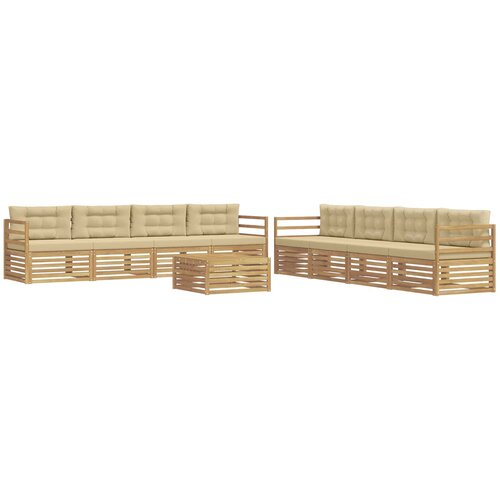vidaXL Zunanja garnitura za sedenje 9 pcs Bela in bež Poliester, (5000281655) Cene