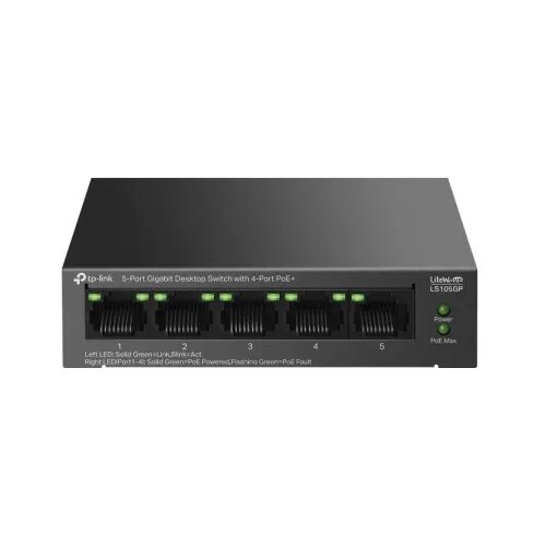 Tp-link LS105GP 5-port Gigabit 4xPoE+ Unmanaged mrežno stikalo switch Slike
