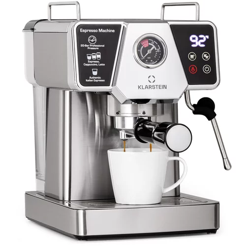 Klarstein Lubica, aparat za espresso kavu, 19 barova, cca 10 šalica, 1,8 litara, pjenilica za mlijeko