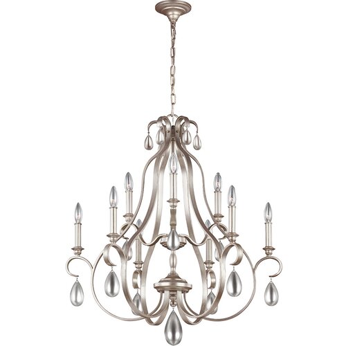 Elstead Lighting Elstead Dewitt Lestenec z 9 lučmi, srebrn zaključek, E14, (22099787) Slike