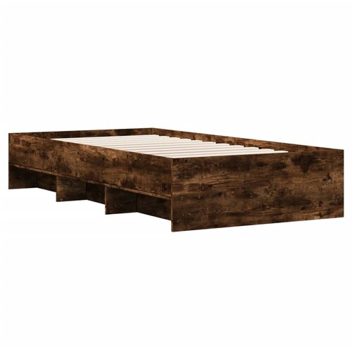 vidaXL Posteljni okvir dimljeni hrast 100x200 cm inženirski les, (21310966) Cene