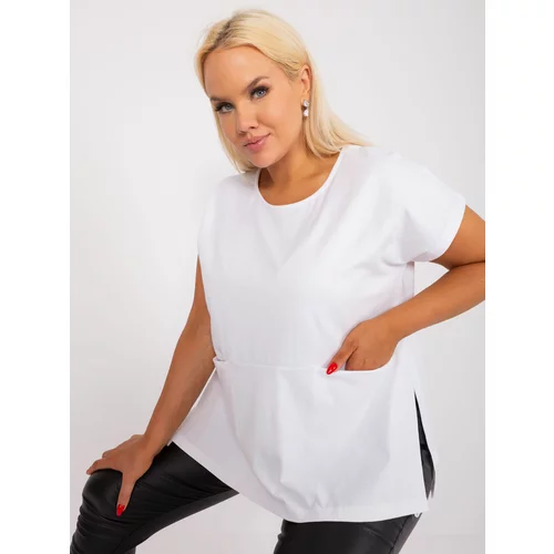 Fashion Hunters White plus size blouse with side slits