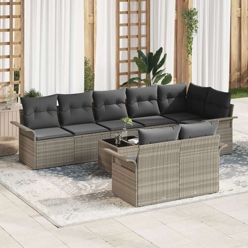  Set od 9 dijelova vrtnih sofa s jastučićima sivi poli ratan Slike