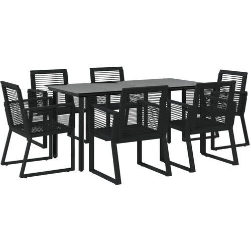 7-dijelni vrtni blagovaonski set od PVC ratana crni Slike