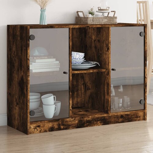 VidaXL Komoda dimljeni hrast 102x37x75,5 cm inženirski les Slike