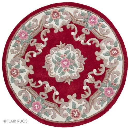 Flair Rugs Rdeča volnena preproga Aubusson, ⌀ 120 cm Cene