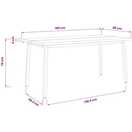  Kvadratni blagovaonski stol 160 x 80 x 75 cm Tamno smeđa Slike