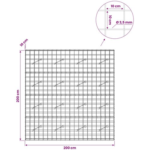  Gabion s žicom debljine 3,5 mm i mrežom 10x10 cm 200x10x200 cm Slike