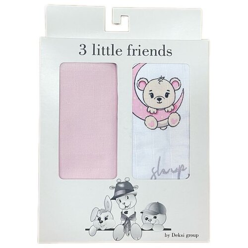 Deksi Muslin tetra pelene Meda na mesecu roze 80x80cm ( 3895 ) Slike